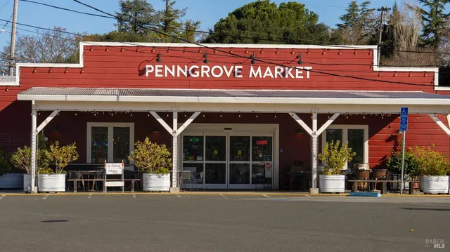 a view of a building with a street