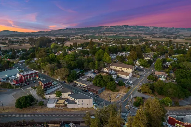 a view of city and mountain