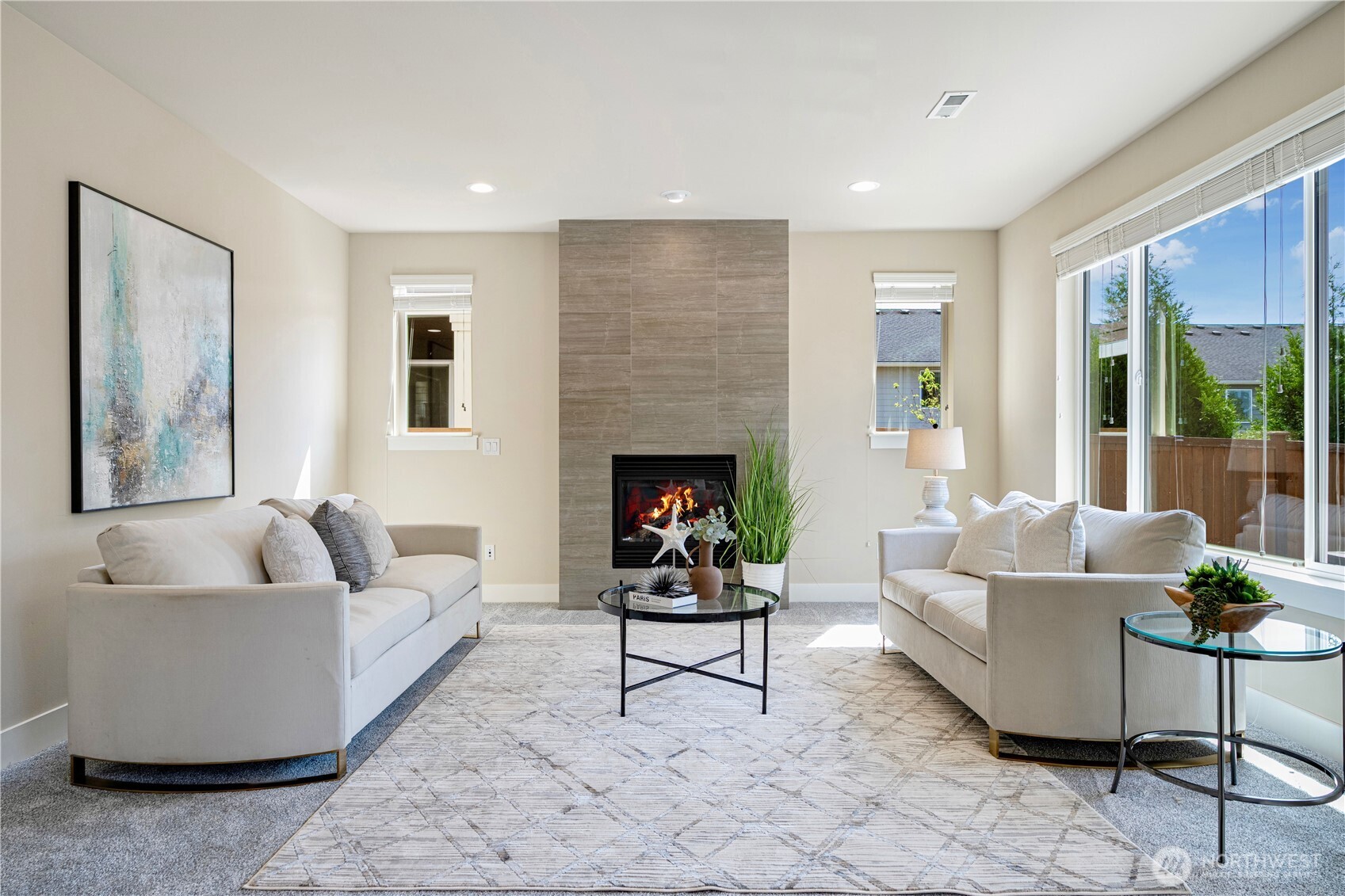 3718 226th Place Southeast Bothell, WA 98021 - Photo 11 of 30 a living room with furniture and a fireplace
