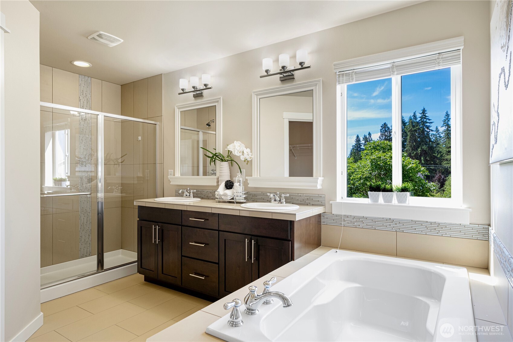 3718 226th Place Southeast Bothell, WA 98021 - Photo 15 of 30 a bathroom with a tub sink shower and mirror