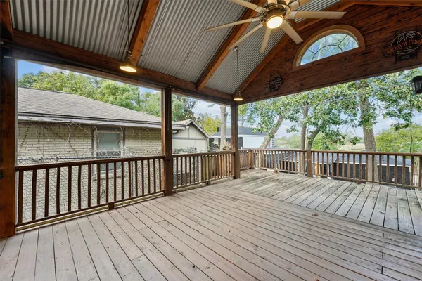 a view of a wooden deck