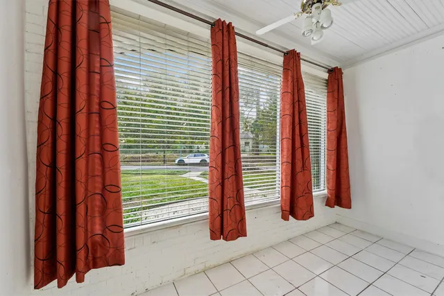 a view of a porch with a backyard