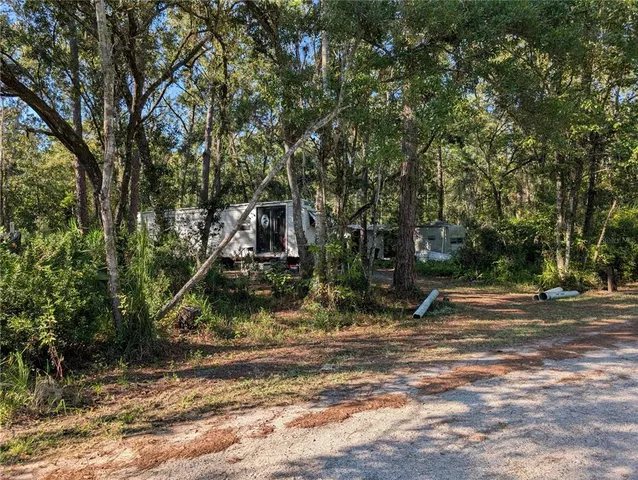 a view of backyard space and trees