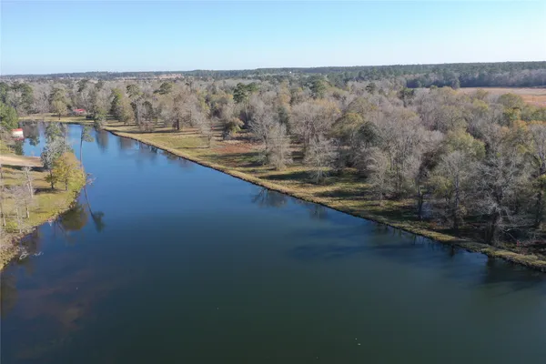 a view of a lake with skyline