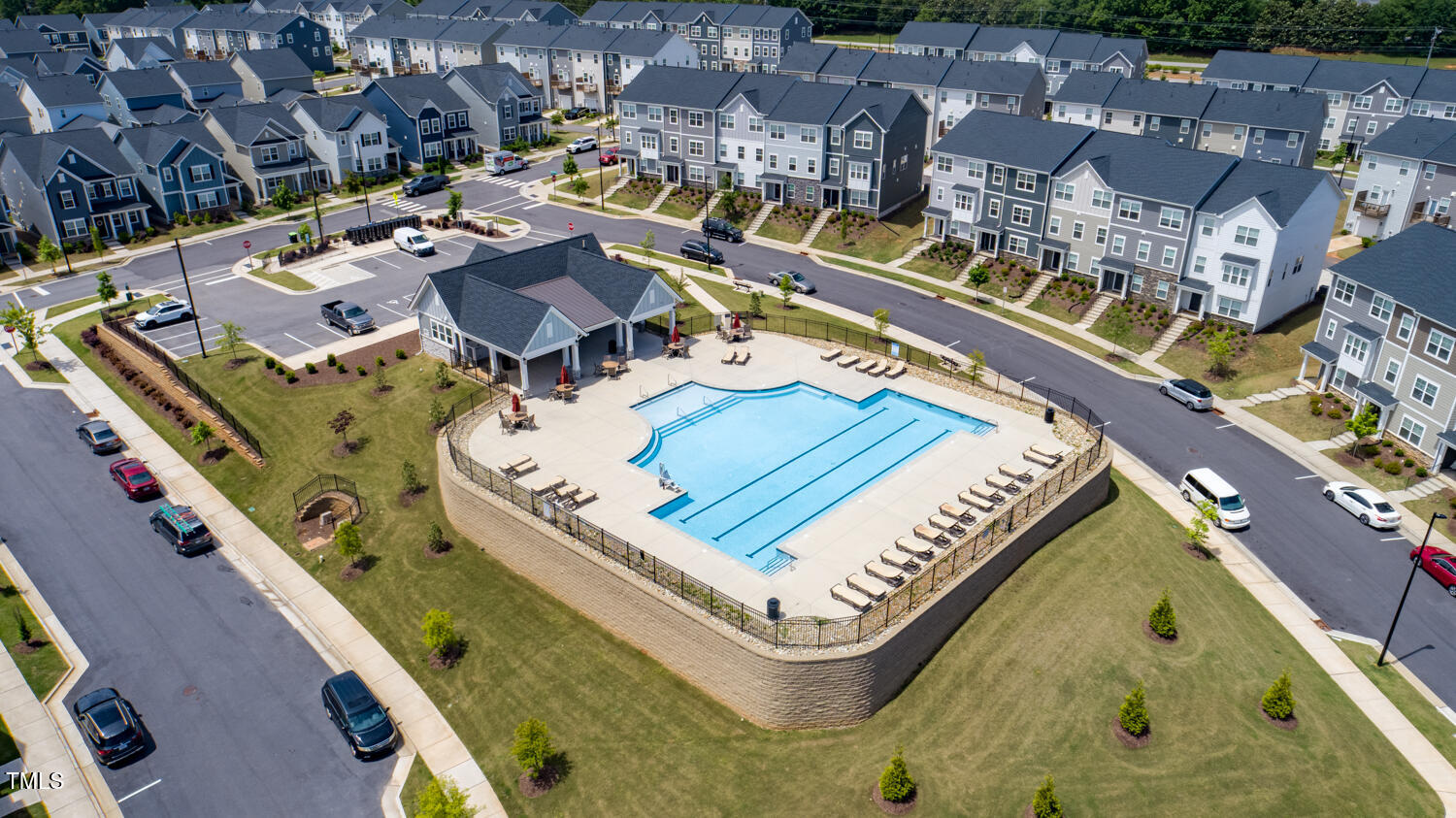 321 Devon Cliffs Drive Wake Forest, NC 27587 - Photo 20 of 26 an aerial view of a house with a garden