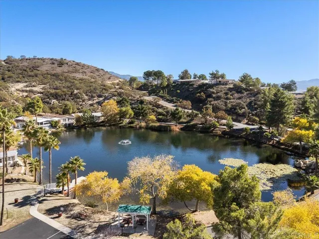 a view of a lake with houses