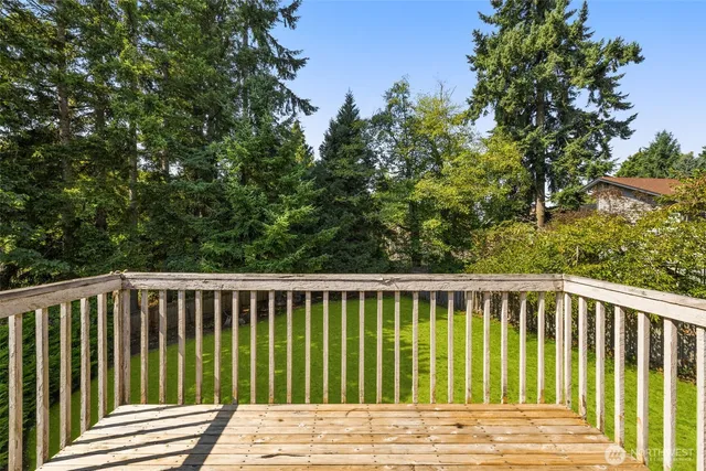 a view of a wooden roof deck