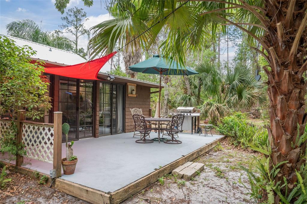 133 Seminole Trail Georgetown, FL 32139 - Photo 31 of 87 a view of a patio with table and chairs and potted plants