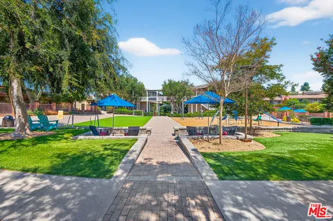 a view of a park with slide