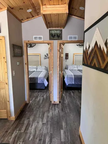 a view of a living room and a car park