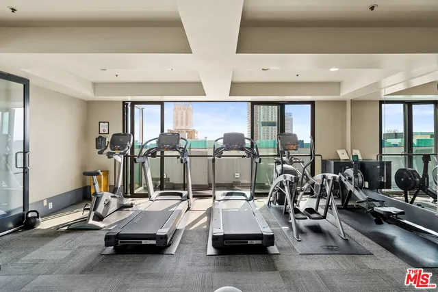 a view of a room with gym equipment