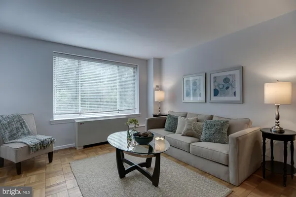 a view of a room that has a window in it