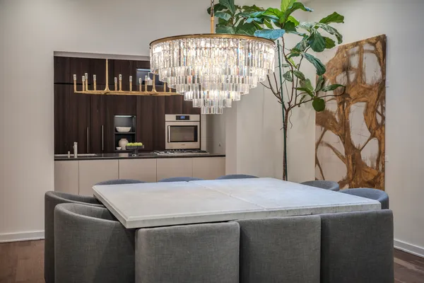 a bedroom with a bed and a mirror