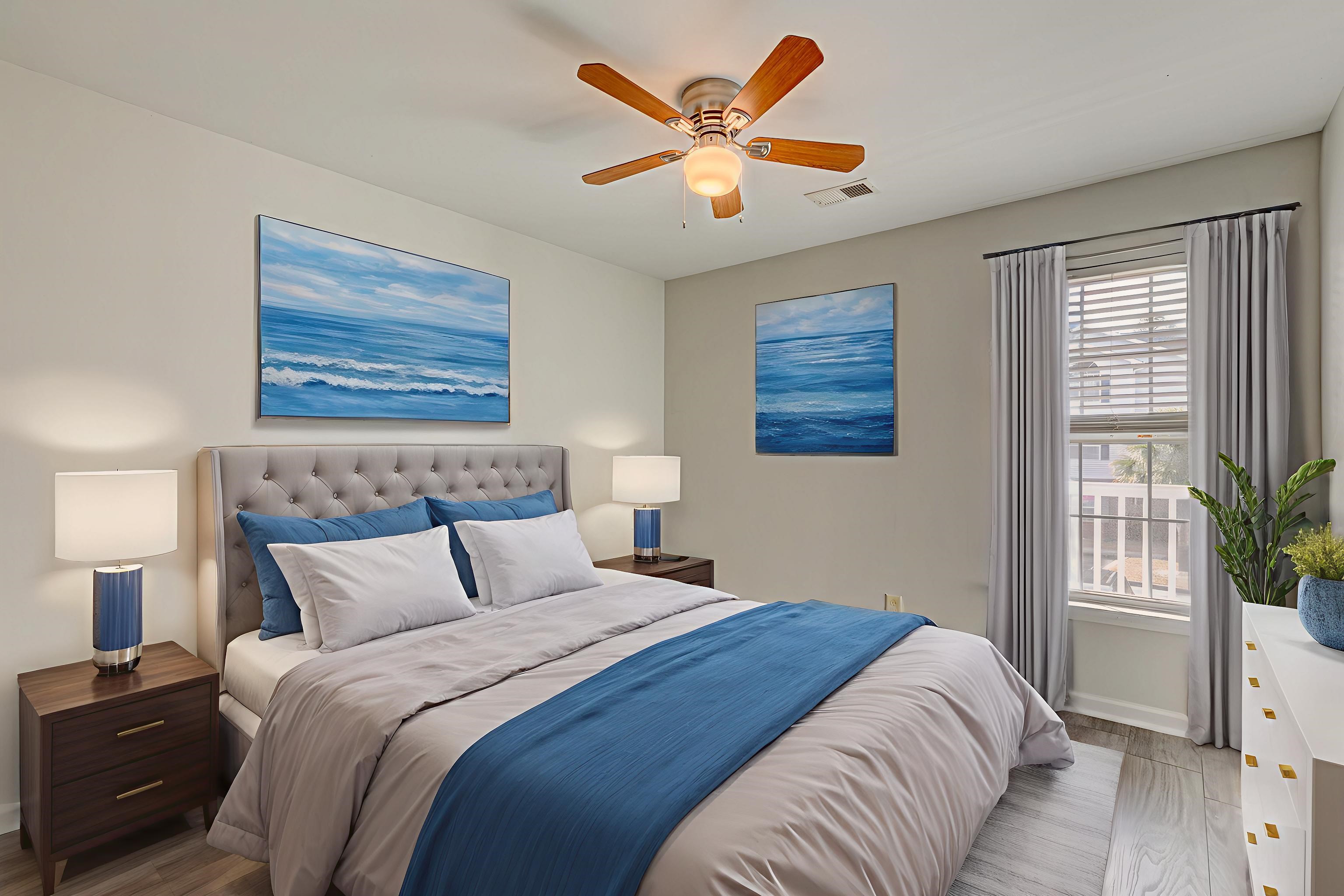 4826 Innisbrook Court, Unit 905 Myrtle Beach, SC 29579 - Photo 21 of 36 Bedroom featuring light wood-style flooring and ceiling fan
