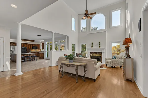 a view of a big room with furniture window and outside view