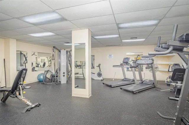 a view of a room with gym equipment