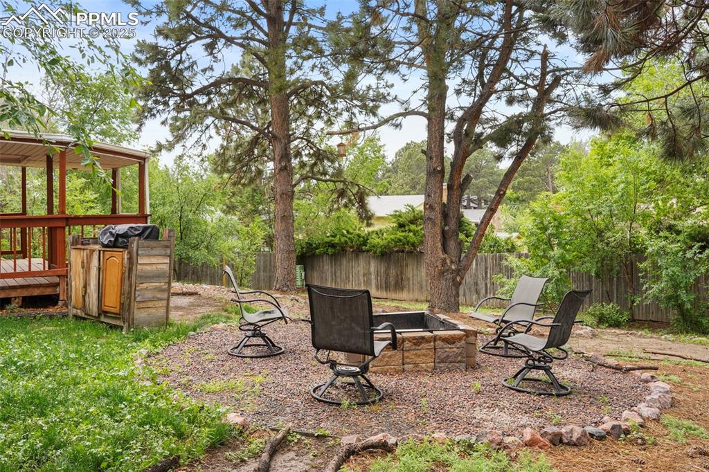 2417 Ranch Lane Colorado Springs, CO 80918 - Photo 24 of 32 a view of a backyard with a table and chairs