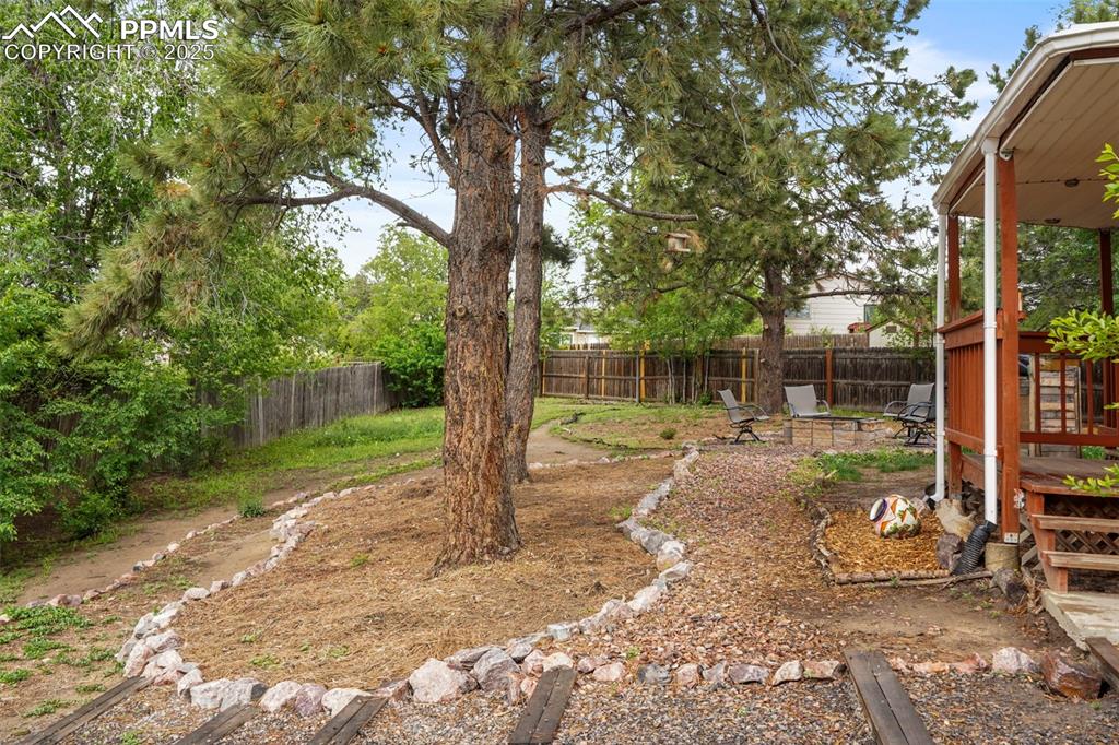 2417 Ranch Lane Colorado Springs, CO 80918 - Photo 26 of 32 a backyard of a house with seating space