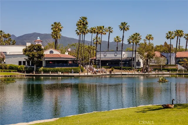 a view of a lake with a house
