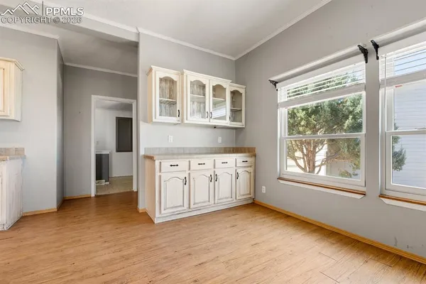 an empty room with windows
