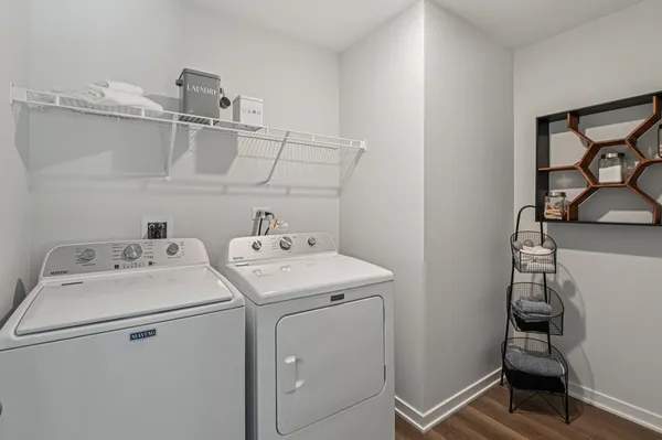 a utility room with dryer and washer
