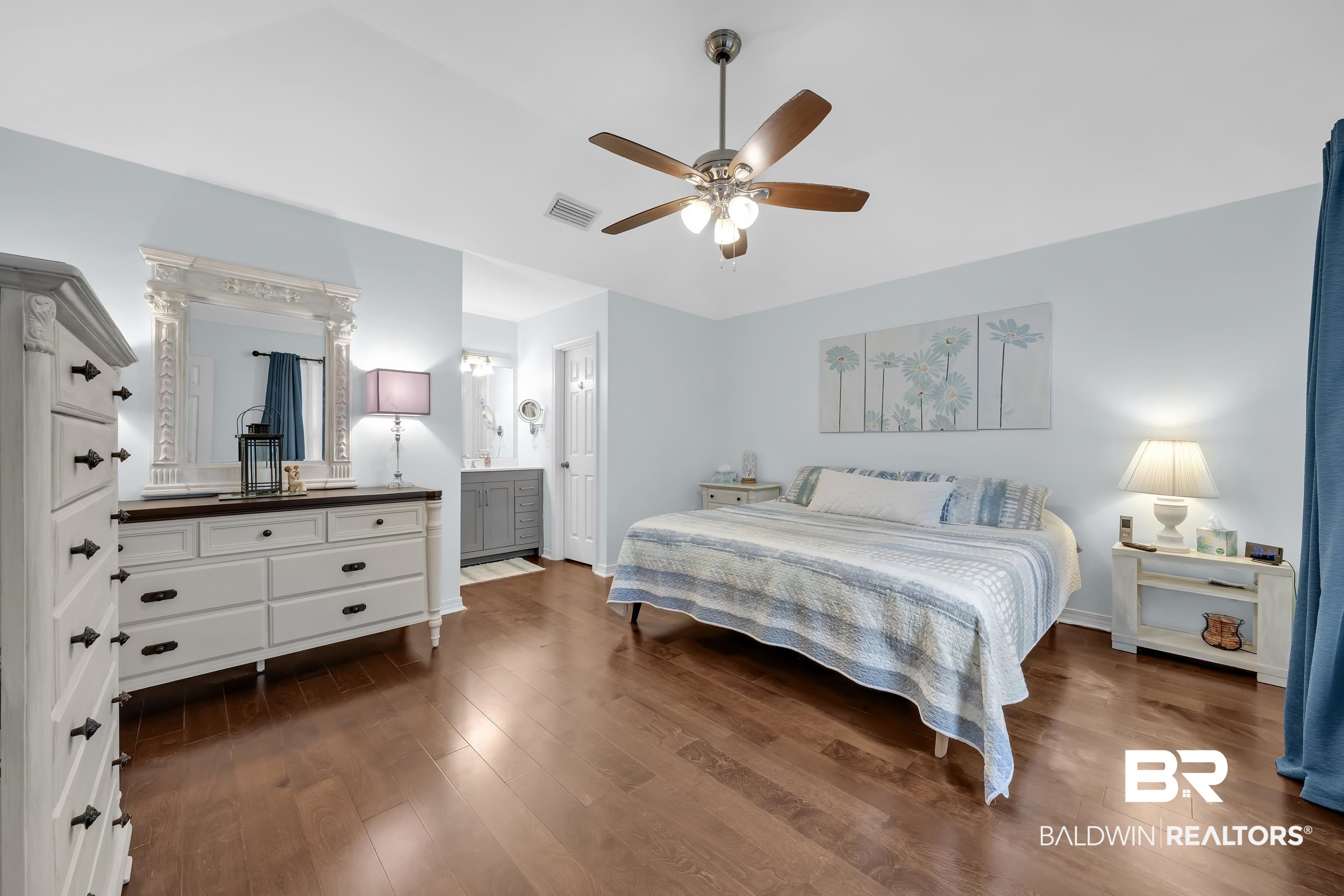 191 Robbins Boulevard Daphne, AL 36526 - Photo 10 of 24 Bedroom featuring dark wood finished floors and a ceiling fan