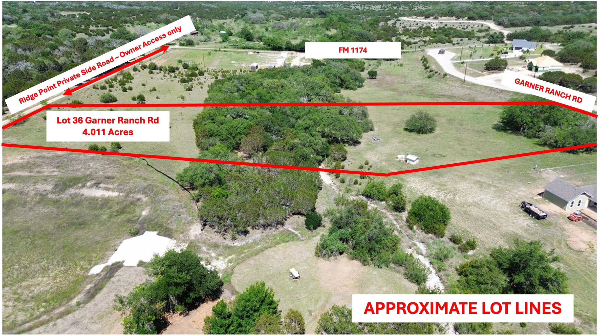 Lot 36 Garner Ranch Road Bertram, TX 78605 - Photo 1 of 12 Aerial overview of property's location with property boundaries highlighted