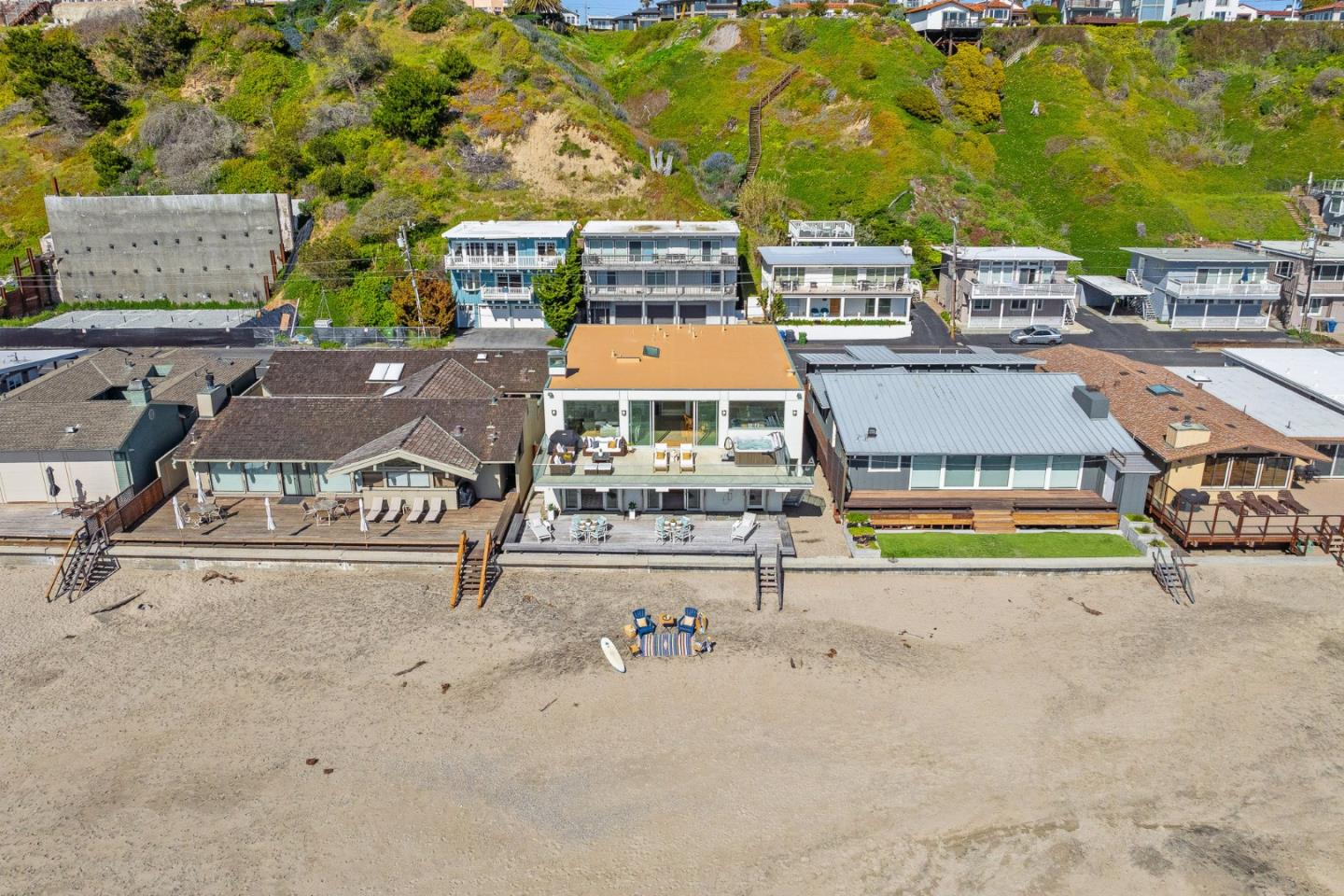 618 Beach Drive Aptos, CA 95003 - Photo 95 of 99 an aerial view of a house with swimming pool and large trees