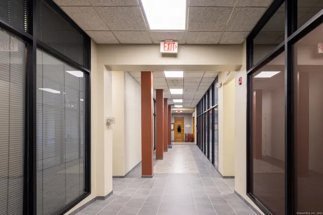 a view of a hallway with a elevator