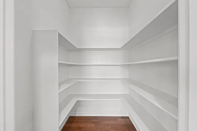 a view of a room with shelves