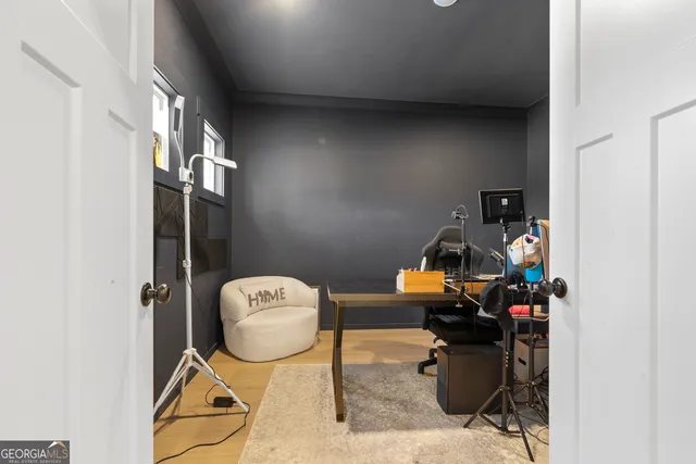 a room with gym equipment