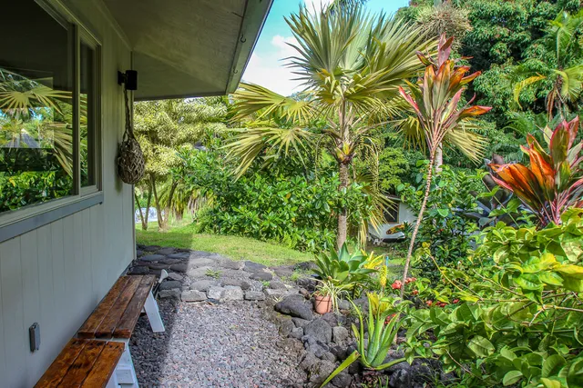 a backyard of a house with lots of green space
