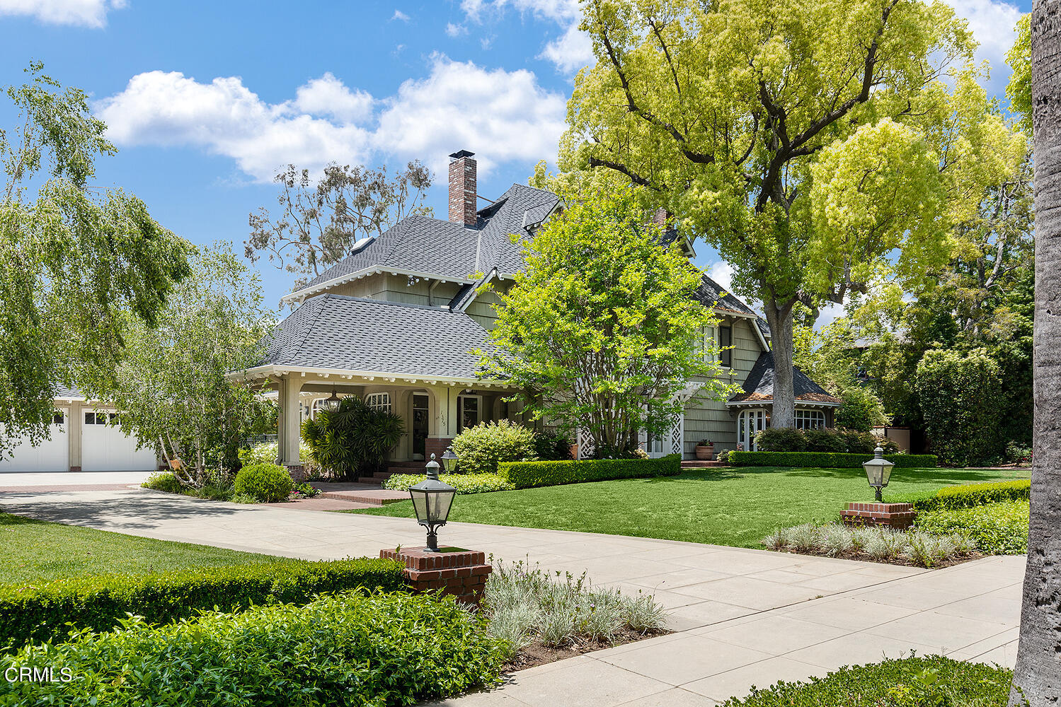 1375 Ridge Way Pasadena, CA 91106 - Photo 3 of 36 a view of a fountain with a big yard and large trees