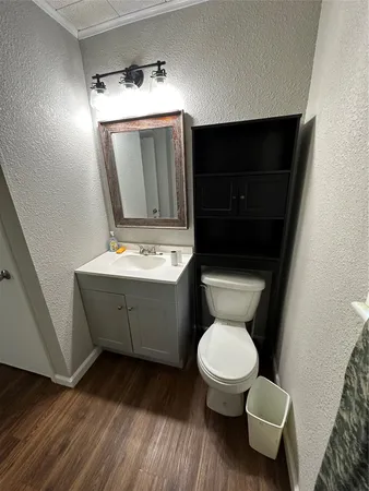 a bathroom with a toilet a sink and mirror