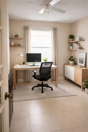 a view of a workspace with a window