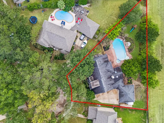 an aerial view of a house