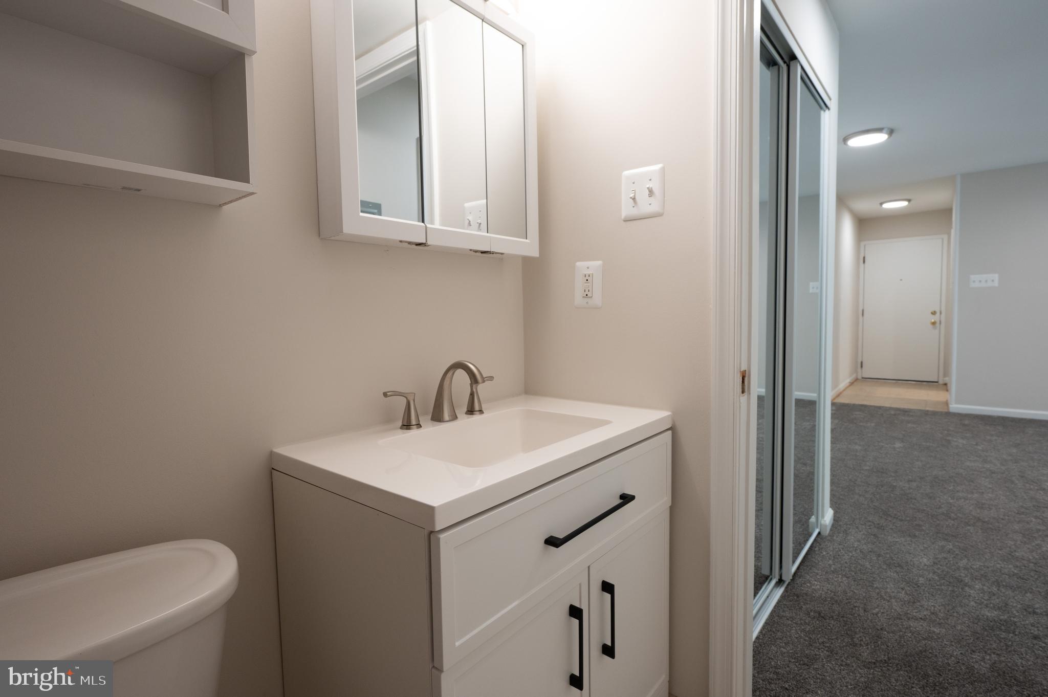 7097 Spring Garden Drive, Unit 101 Springfield, VA 22150 - Photo 9 of 17 a bathroom with a toilet sink and mirror