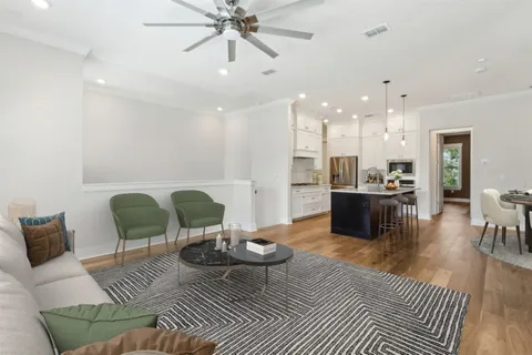 a large kitchen with stainless steel appliances kitchen island a large island in the center