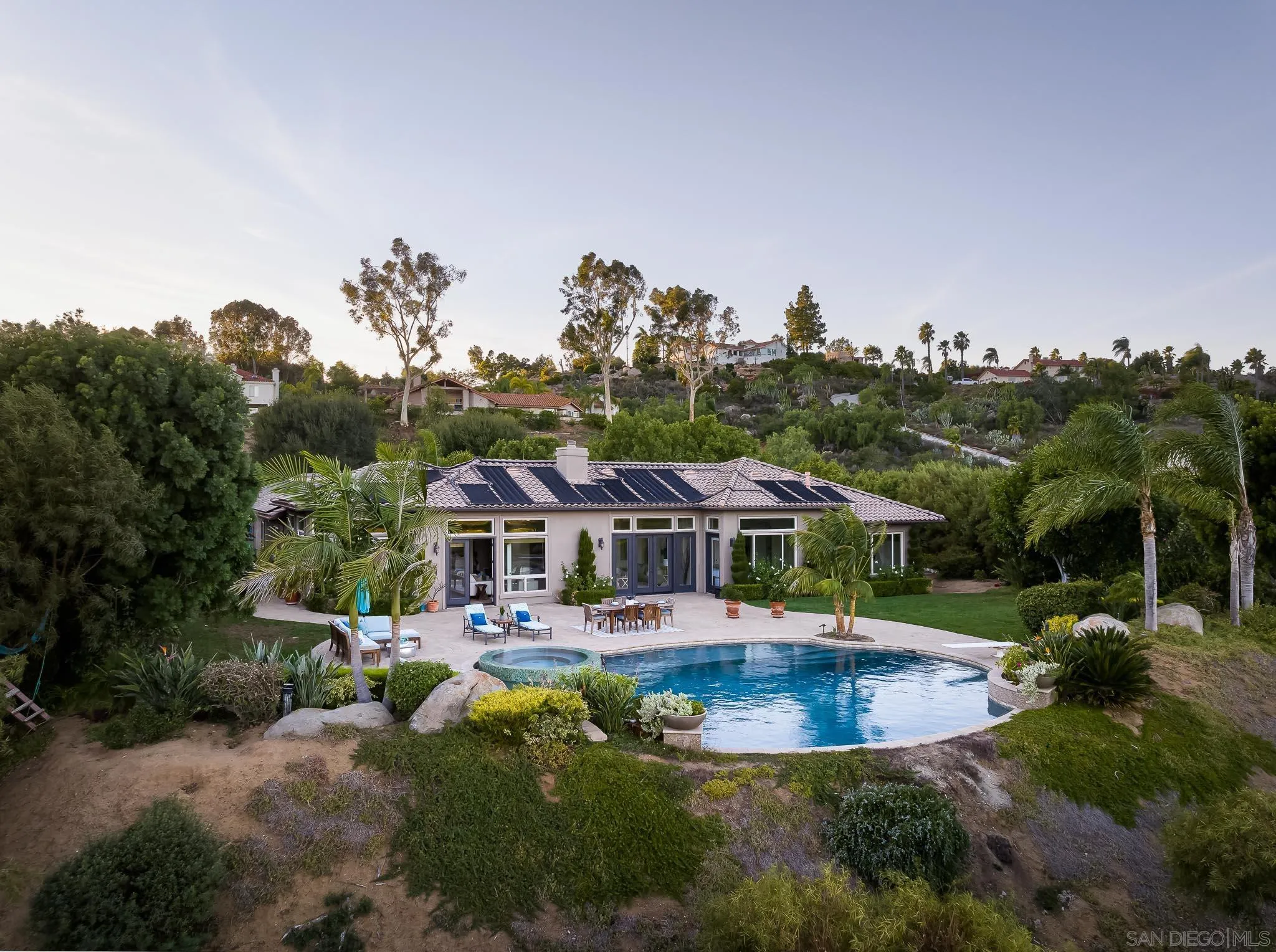 14014 Lake Poway Road Poway, CA 92064 - Photo 51 of 55 an aerial view of a house with swimming pool outdoor seating and yard