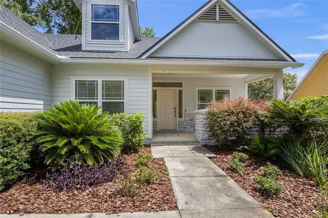an aerial view of a house