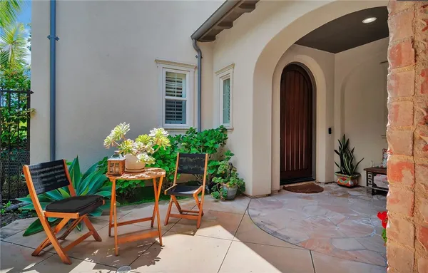 a outdoor view with a seating space