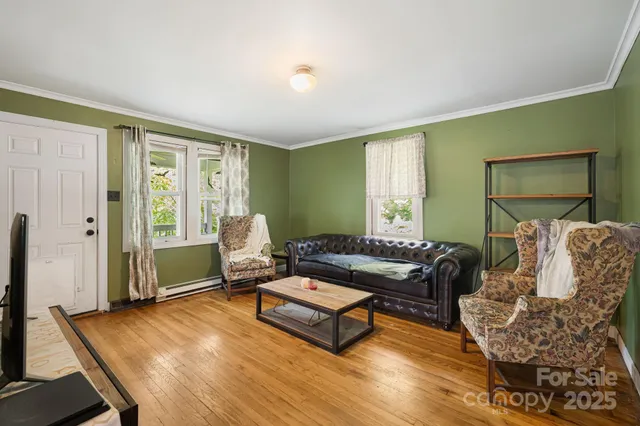 a living room with furniture rug and window