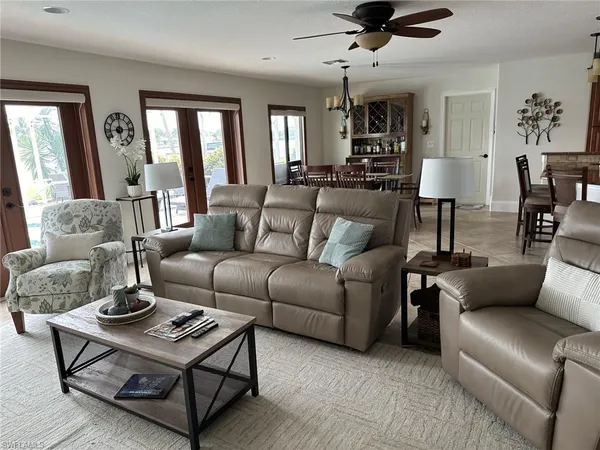 a living room with furniture