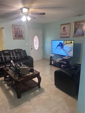 a living room with furniture