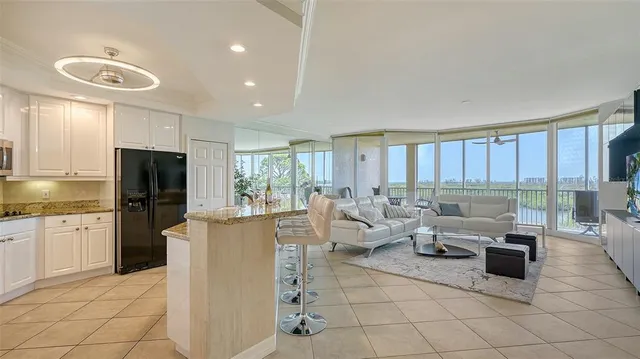 a view of a lake with a city in the background