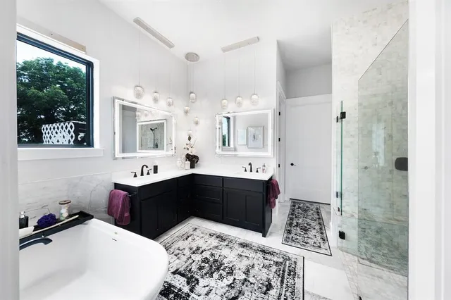 a kitchen with a sink and a refrigerator