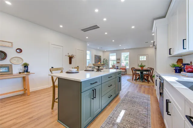 a kitchen with lots of counter top space