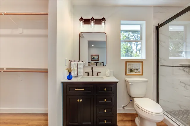 a view of a room with racks on the wall