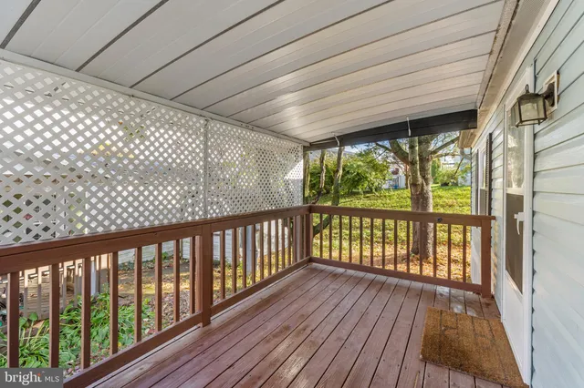 a view of wooden balcony