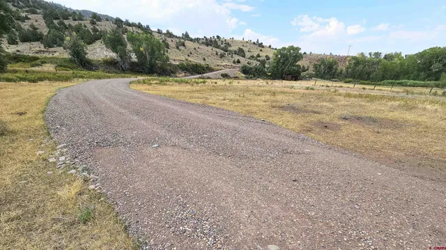 a view of a field with an ocean